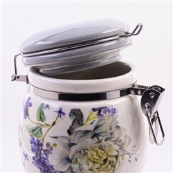 60211 Банка для сыпучих 700мл Букет фантазий доломит/металл LR (х36)