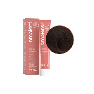 TEFIA Ambient 5.86 Перманентная крем-краска для волос / Светлый брюнет коричнево-махагоновый, 60 мл KRISTALLER, 1109755