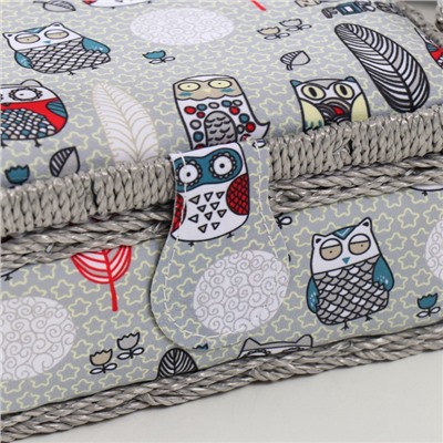 Шкатулка для рукоделия и шитья «Совы и перья», хранение ниток, иголок, мелочи, 18×12×9.5 см