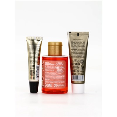 Новогодний подарочный набор косметики: гель для душа, крем для рук, бальзам для губ, маска для сна, URAL LAB