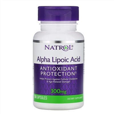 Natrol, альфа-липоевая кислота, 300 мг, 50 капсул