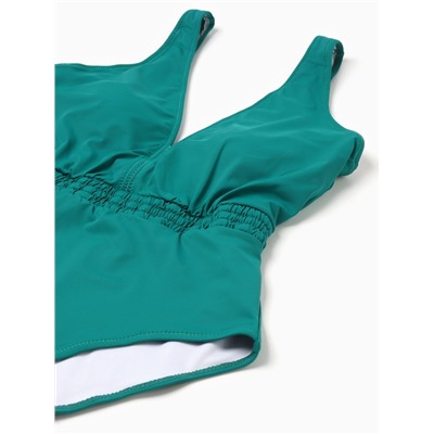 Купальник женский слитный с резинкой на талии, размер 42, зелёный