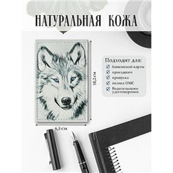 Обложка для проездного билета натур. кожа, цветной рисунок по коже "Северный волк" 3,2-098-0 ПОЛИГРАФДРУГ