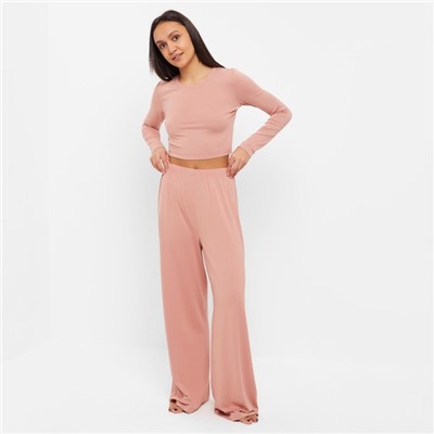 Пижама женская (лонгслив, брюки) MINAKU: Home collection, розовая, размер 48