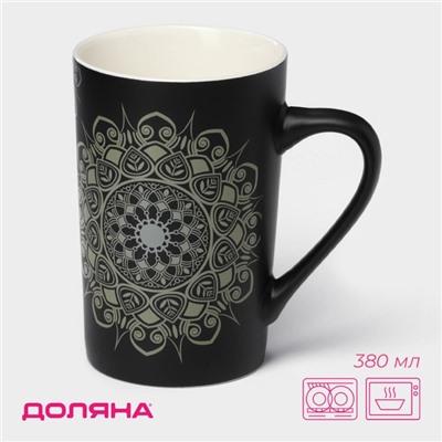 Кружка Доляна «Мандала», 380 мл, фарфор, золотистое узор