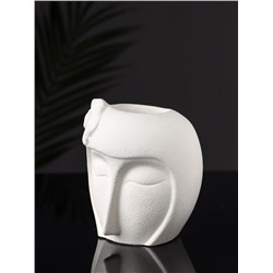 Декоративное кашпо для цветов «Девушка с цветком», гипс, 11×10 см