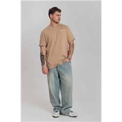 Футболка из кулирки с декоративной отстрочкой и принтом М125059Пе