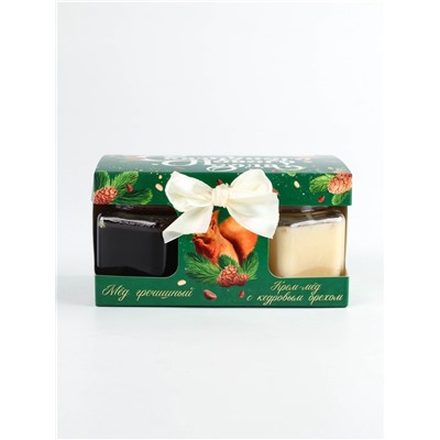 Подарочный набор новогодний «Сказочного Нового года»: гречишный мёд, крем-мёд с кедровым орехом