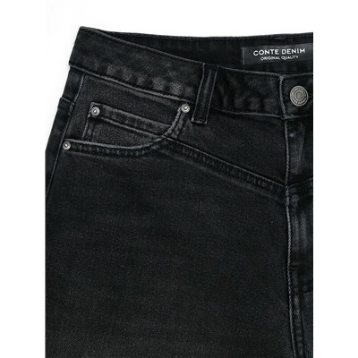 Актуальная коллекция CONTE CON-801 Чёрные джинсы wide leg с кокеткой