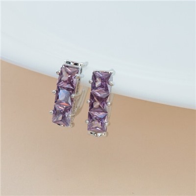 Серьги дорожка ювелирная бижутерия, покрытие посеребрение, вставка: фианиты, цвет: фиолетовый, арт.213.606