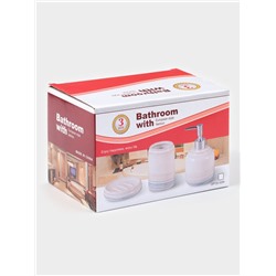 Набор аксессуаров для ванной комнаты «Жаклин», 3 предмета, мыльница, дозатор для мыла, стакан, бежевый