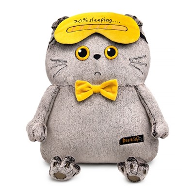 Мягкая игрушка «Кот-подушка в маске для сна», 34 см, МИКС