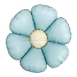 Шар (24''/61 см) Цветок, Ромашка (надув воздухом), Нежно-голубой, Сатин, 1 шт. в уп.