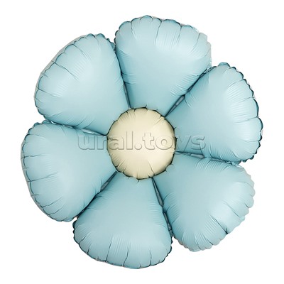 Шар (24''/61 см) Цветок, Ромашка (надув воздухом), Нежно-голубой, Сатин, 1 шт. в уп.