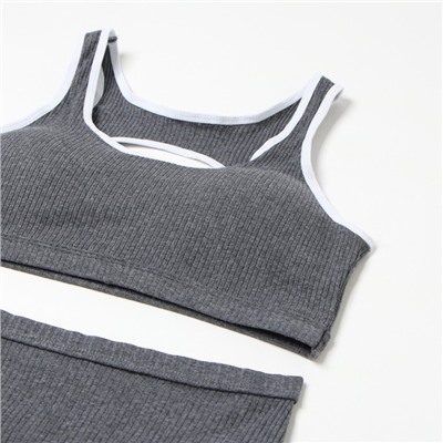 Комплект нижнего белья женский (топ, трусы) Collorista, тёмно-серый, размер 44-46