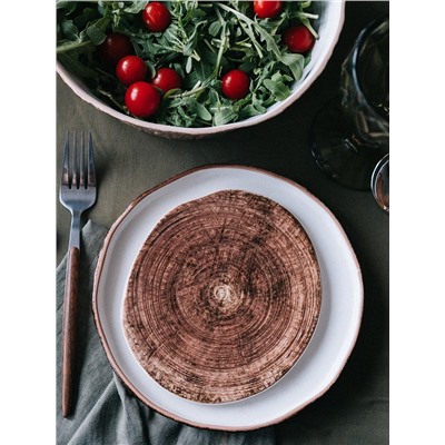 Блюдо для подачи Magistro Wood, 16×14×0.6 см, фарфор, коричневое