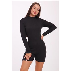 86104 Спортивное боди - шорты с длинным рукавом (Черный)