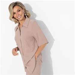 Рубашка из фактурной ткани, Шёлковая уверенность (капучино)