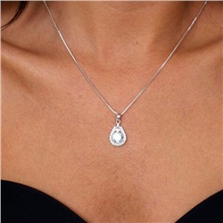 Кулон на цепочке капелька, покрытие: серебрение, вставка: фианит, № 15-30, арт.001.354
