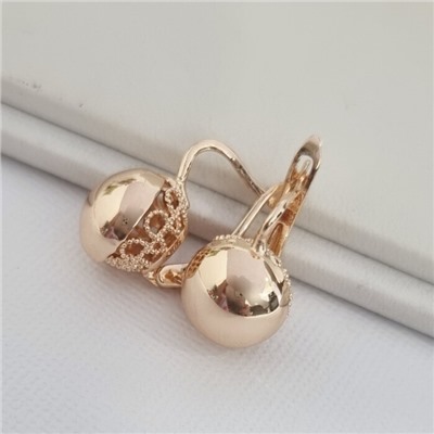 Серьги шарики ювелирная бижутерия коллекция "Дубай" покрытие позолота, арт.215.500