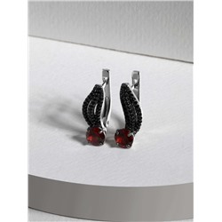 Кольцо из серебра с гранатом и чёрной шпинелью родированное 925 пробы 1-533рч40416