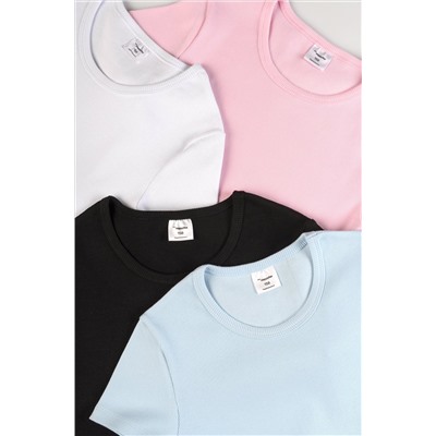 Футболка для девочки в рубчик из рибаны Happyfox