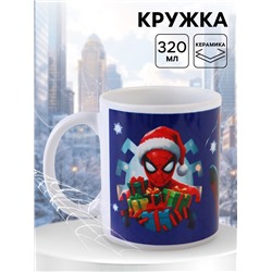 Кружка новогодняя сублимация 320 мл, Человек-паук