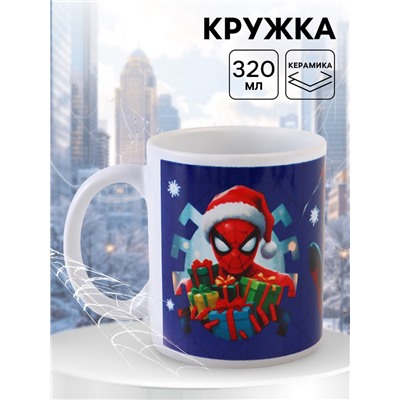 Кружка новогодняя сублимация 320 мл, Человек-паук
