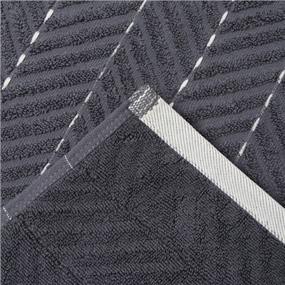 Коврик махровый «Этель» Lines, 50×70 см, хлопок 100%, тёмно-серый