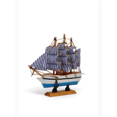 Сувенирная модель корабля «Эмма», 16×5×16 см, бело-синие паруса