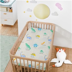 Простыня на резинке ясельная «Крошка Я. Динозавры», 60×120+20 см, бязь