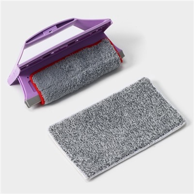 Окномойка-трансформер, силиконовый сгон, 2 насадки, 19×11 см, цвет МИКС