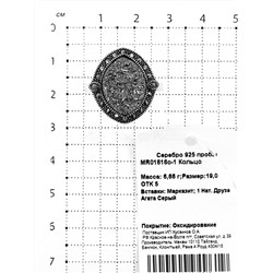 Кольцо из чернёного серебра с нат.друзой агата и марказитами 925 пробы MR01616о-1