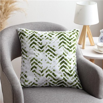 Наволочка декоративная 40×40 см, Zigzags green, 100% хлопок