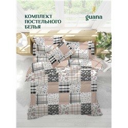 КПБ полисатин пэчворк серый