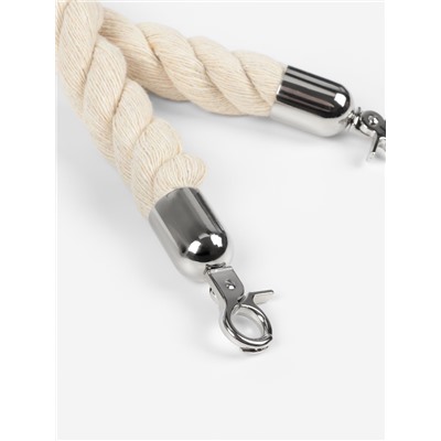 Ручка для сумки, канат, 60×1.5 см, с карабинами, цвет кремовый, серебряный