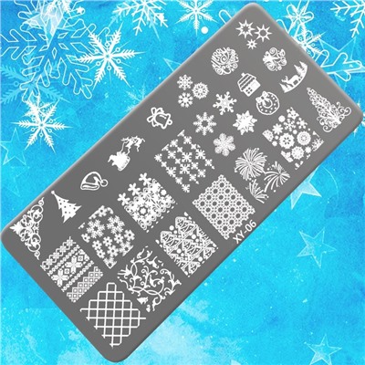 Пластина для стемпинга металлическая «Зимний узор», 12×6 см