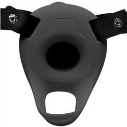 Черный полый страпон с вибрацией 2’’ Erection 28X Smooth Vibrating Silicone Penis Sheath