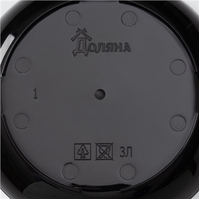 Горшок для цветов с поддоном Доляна «Голди. Листья», 1.6 л, d=14 см, h=15.5 см, пластиковый, цвет чёрный