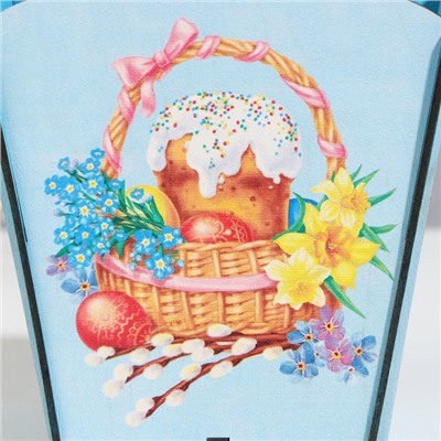 Корзина-шкатулка пасхальная «Кулич», голубая, 18 х 12 см.