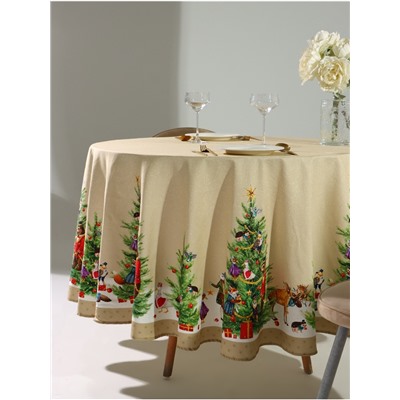 УЦЕНКА Скатерть Этель "Noble Christmas" d=220 +/- 3см с ГМВО, 100%хл, саржа 190 гр/м2