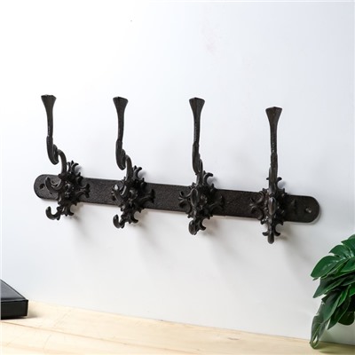Настенные крючки декоративные «Узорные», чугун, 17×44.3×10.5 см