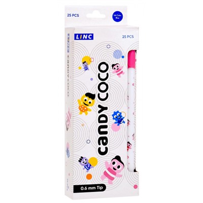Ручка шариковая LINC "CANDY COCO" синяя 0.6мм ассорти 1503 LINC