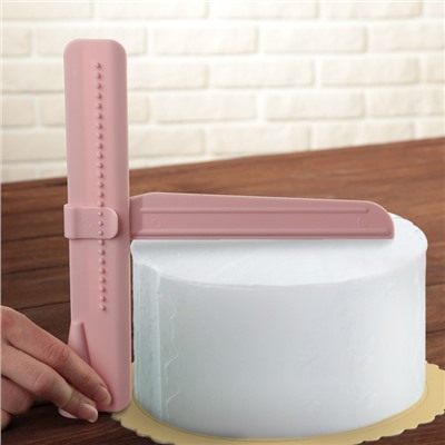 Шпатель кондитерский угловой Доляна, 2 части, 23.5×4.7×2.6 см, пластик, розовый