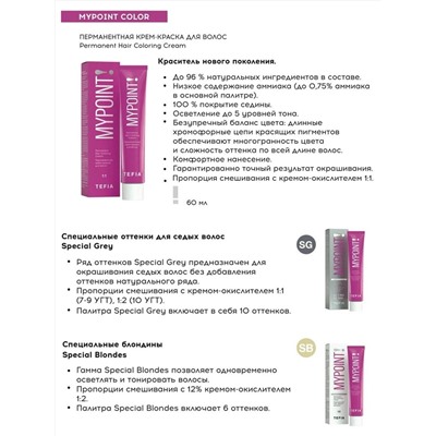TEFIA Mypoint Зеленый корректор для волос / Permanent Hair Coloring Cream, 60 мл