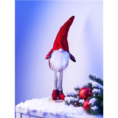 Фигура «Гном в красном» 55 см, текстиль, 1 LED, от батареек AG13×3, свечение тёплое белое