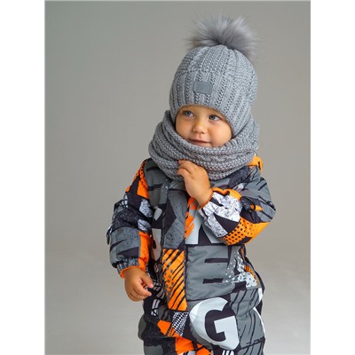 Комплект вязаный для мальчика: шапка, снуд