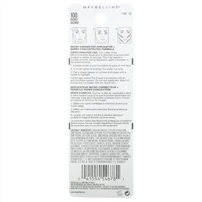Maybelline, Instant Age Rewind, Eraser, Multi-Use Concealer, 100 Ivory, 0.2 fl oz (6 ml)