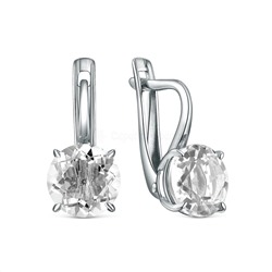Серьги из серебра с горным хрусталём родированные 4-102р429