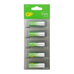 Батарейка алкалиновая GP Super, AA, LR6-5BL, 1.5 В, технология G-Tech, блистер, 5 шт.